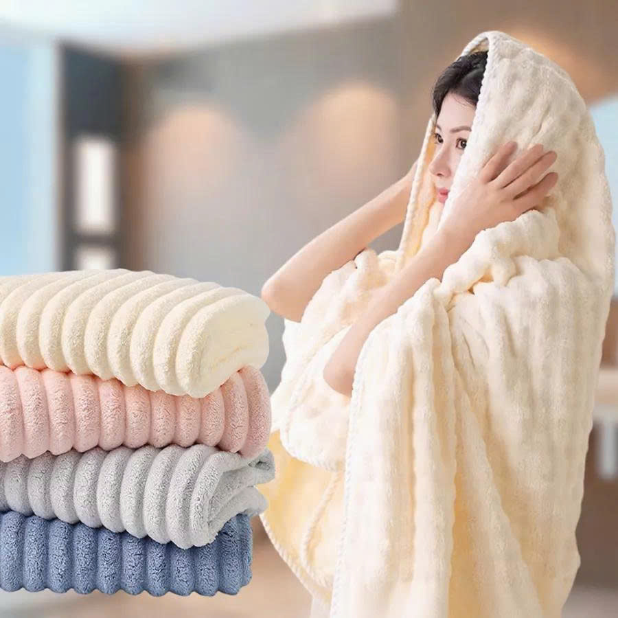 Khăn  Tắm Lông  Cừu  Hàn  Quốc – Êm Ái, Thấm Hút Tốt, An  Toàn Cho Da