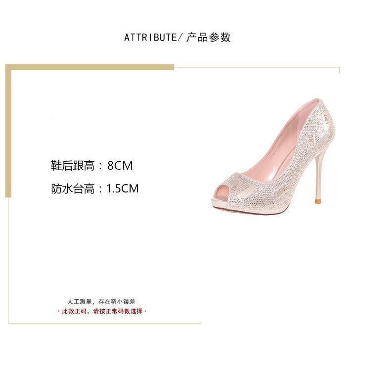 Giày cao gót mũi cá đính đá thời trang xuân thu mới dành cho bạn nữ 2021
