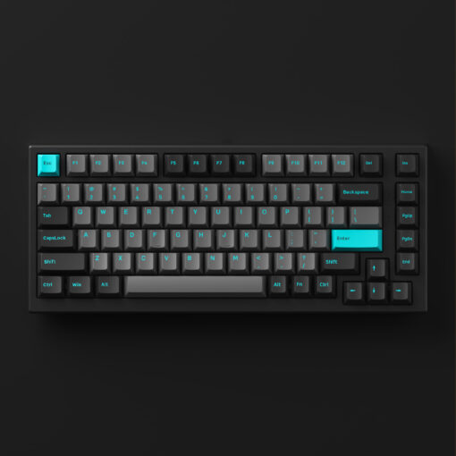 Bàn phím cơ có dây Akko MonsGeek MG75 Black &amp; Cyan (White LED / AKKO switch v3) - Hàng chính hãng