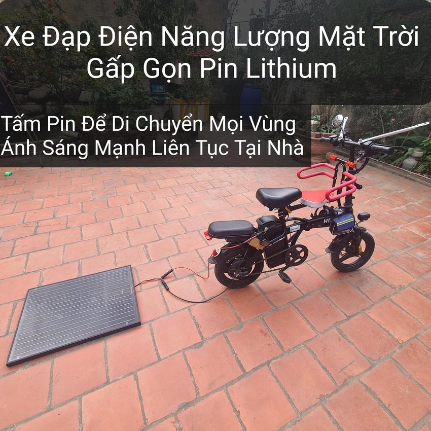 Xe đạp điện Năng Lượng Mặt Trời gấp gọn người lớn chính hãng có Mái che mưa với tấm pin để tại nhà di chuyển linh động