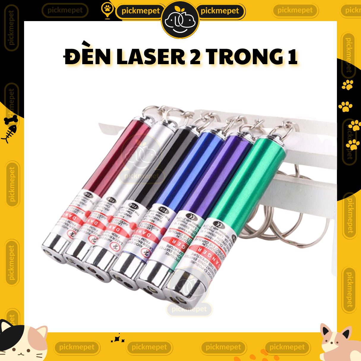 Đèn Laser Cho Chó Mèo, 2IN1, Tích Hợp Đèn Pin, Tặng Kèm Pin, Có Thể Treo Móc Khóa