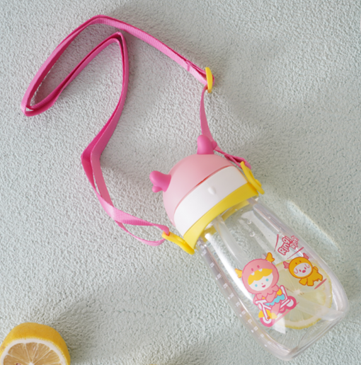 Bình nước nhựa LocknLock 450ml HAP910 Deer Kids, Hàng chính hãng, kèm ống hút silicone, dây đeo, họa tiết xinh - JoyMall