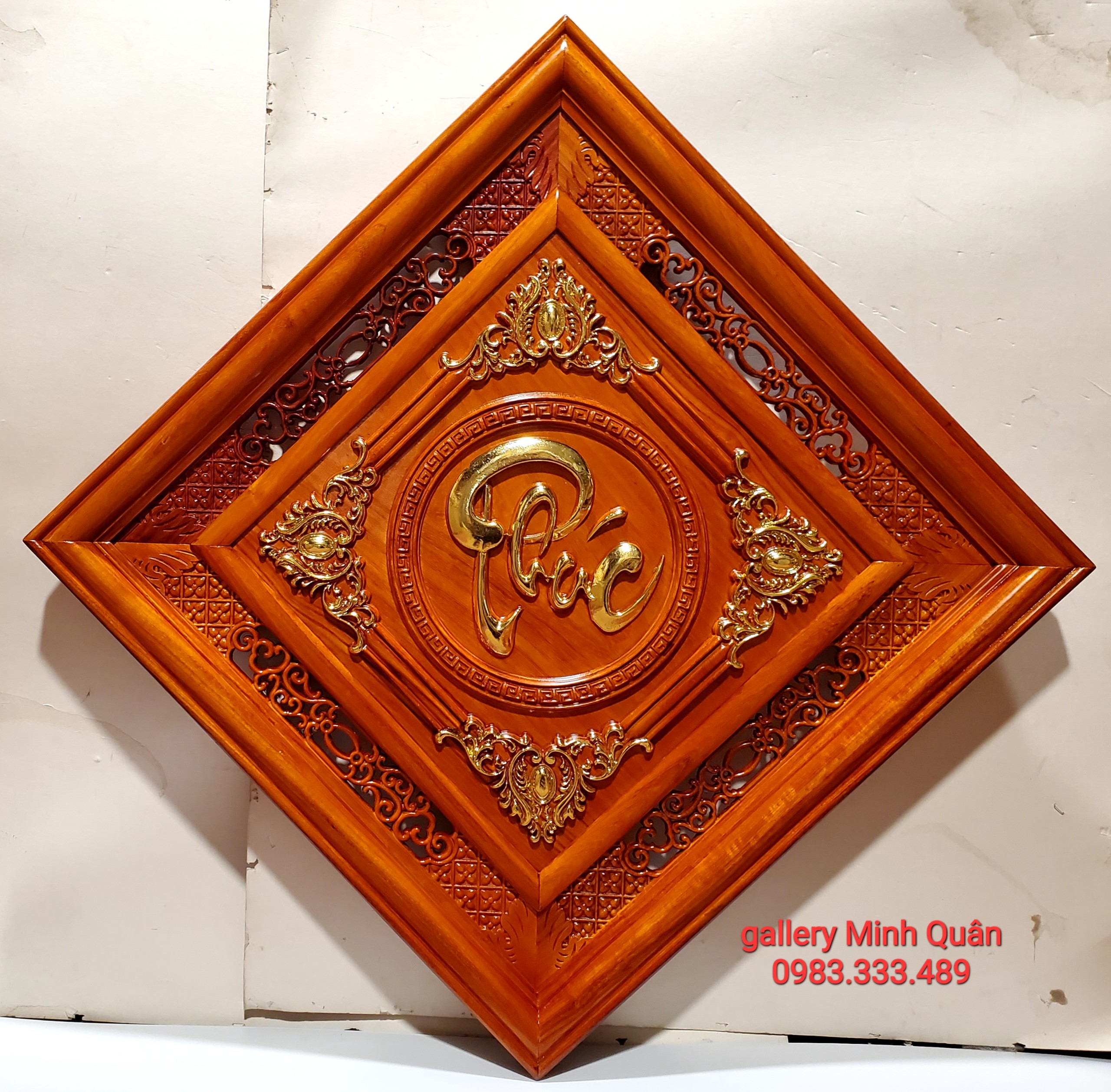 TRANH GỖ HƯƠNG - CHỮ PHÚC ( hình thoi)
