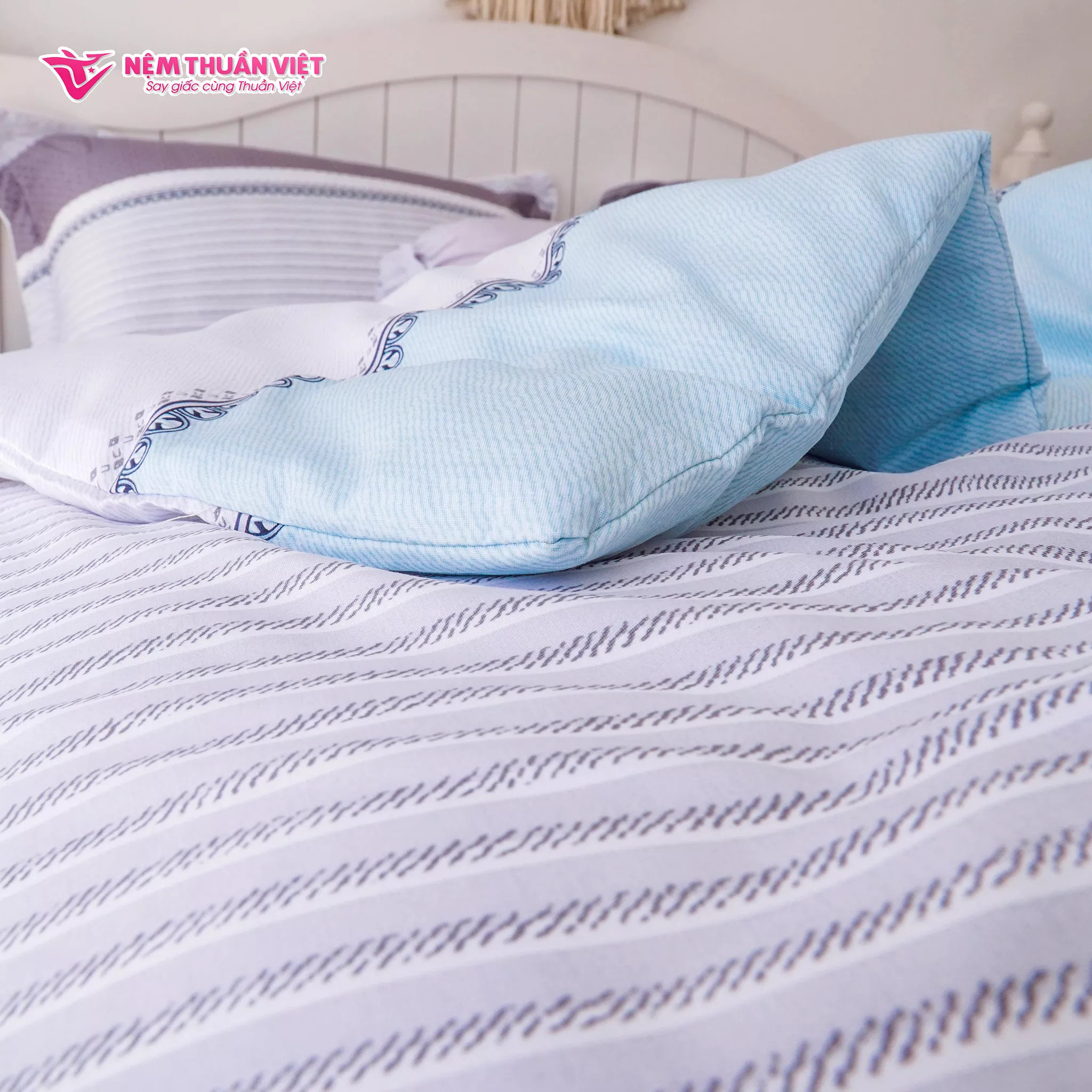 Chăn Mền Tencel Thuần Việt Cao Cấp - Xanh Sọc TVM07 180x200
