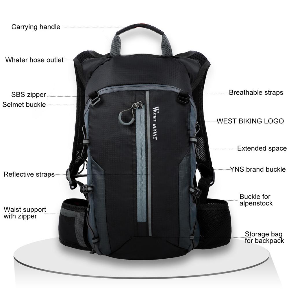Balo đi xe đạp dung tích 10L, vải nylon siêu nhẹ chống thấm nước và chống rách.