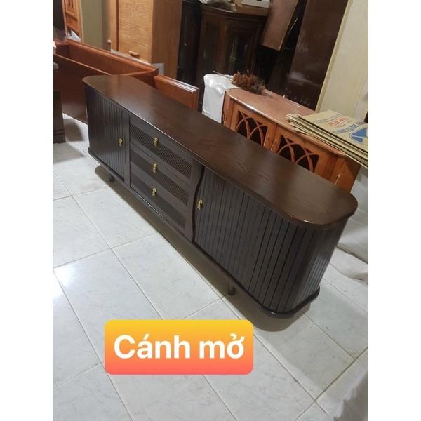 Kệ tivi cánh mở 2 màu óc chó và cánh gián