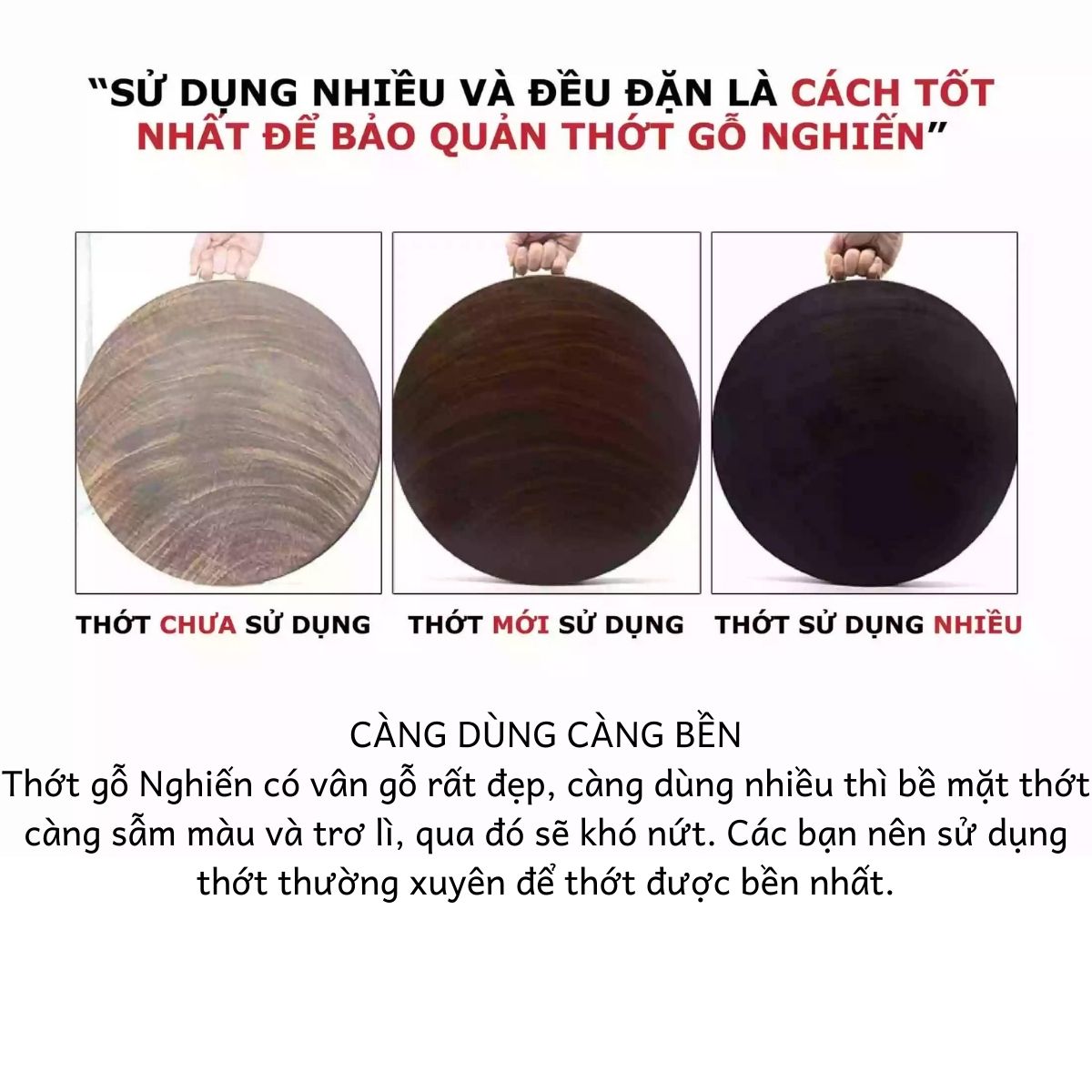 Combo Thớt chặt, thớt thái gỗ Nghiến | Family 1