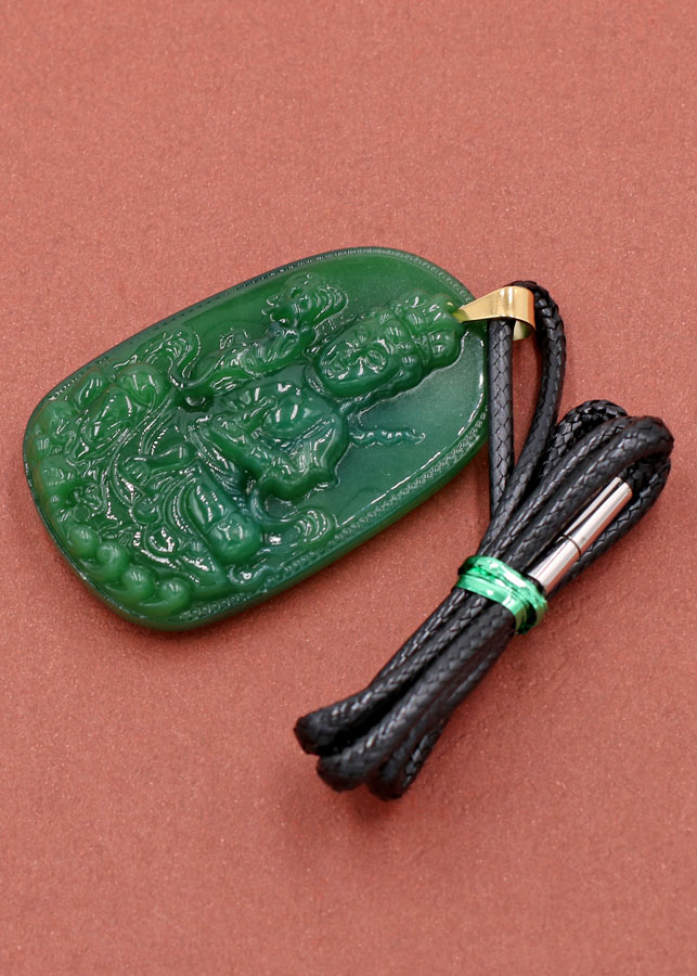 Dây chuyền mặt Quan Âm Bồ Tát - thạch anh xanh 5.7cm DEQAXL2