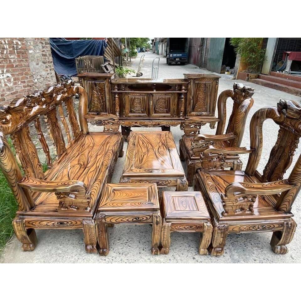 Bộ bàn ghế phòng khách gỗ tràm cột 10