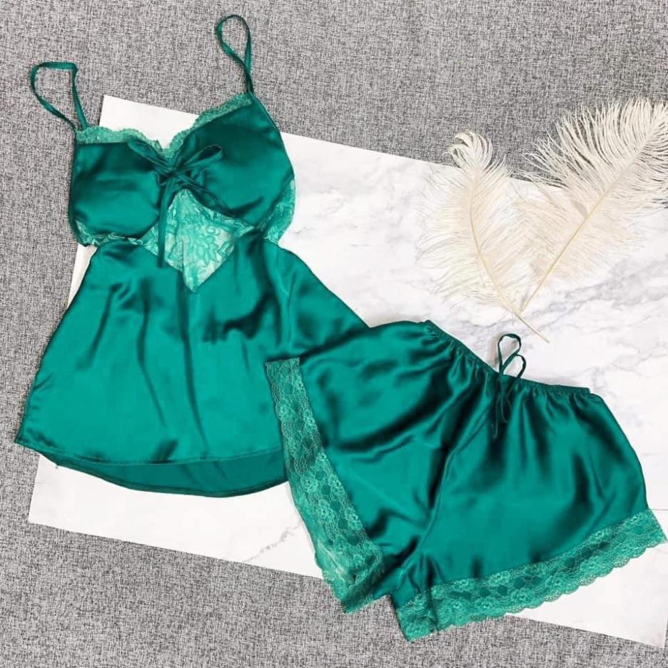 Đồ ngủ sexy 2 dây chất satin mặc ngủ mát mẻ thoải mái Freesize - ALISA