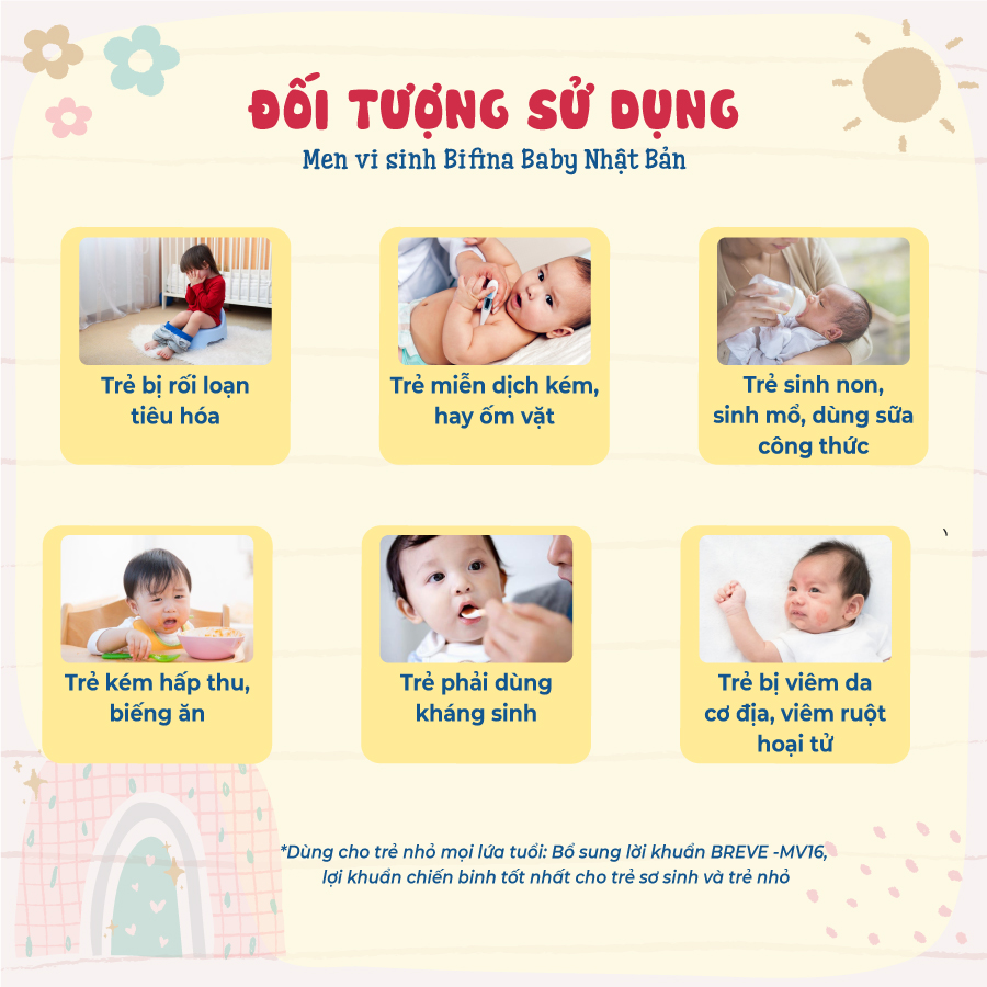 Men vi sinh Bifina Baby Nhật Bản- Hộp 30 gói - Lợi khuẩn chiến binh cho trẻ sơ sinh Viêm da cơ địa và ruột hoại tử , chàm sữa, dị ứng...