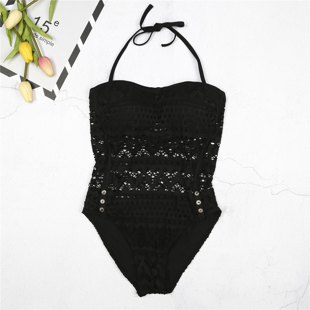 2021 Plus Kích Thước Bộ Đồ Bơi Nữ Màu Trơn Khoét Hở Bikini Đẩy Lên Dây Đồ Bơi Nữ Mùa Hè Áo Tắm Đi Biển