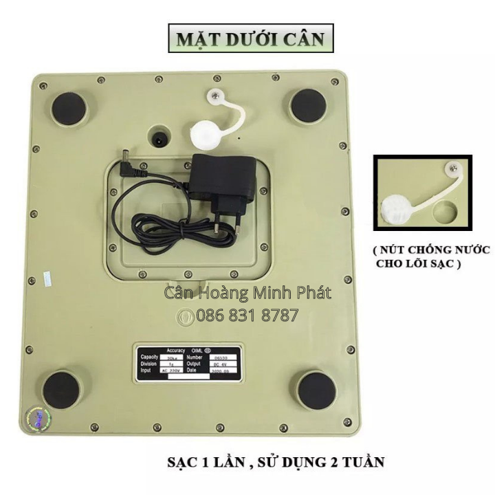 Cân điện tử tính tiền tự động chống nước dùng cân hải sản tươi sống 30kg - 40kg QUA832 (cân tính tiền tích điện)