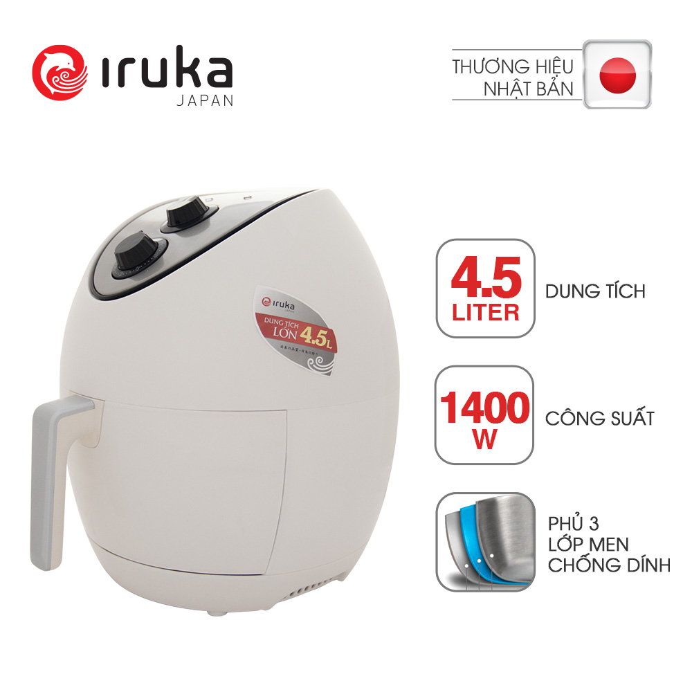 Nồi Chiên Chân Không Iruka I-68 (4.5L) - Trắng - Hàng chính hãng