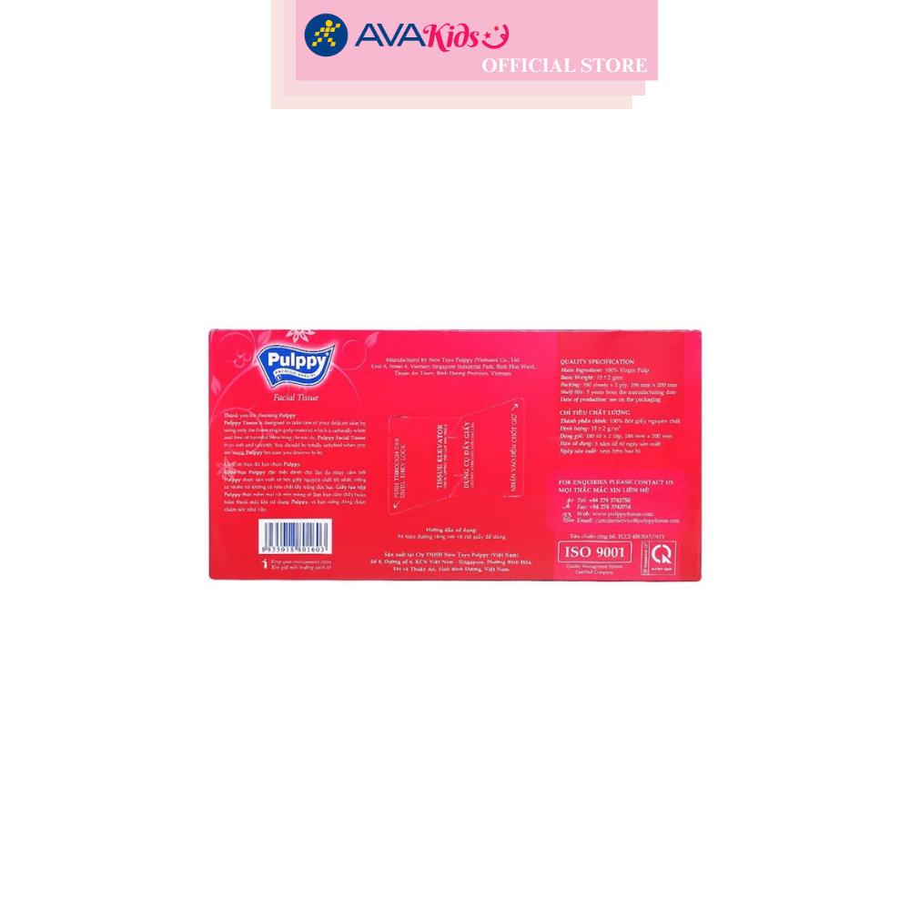 Combo 3 hộp 180 tờ khăn giấy lụa Pulppy không mùi 2 lớp