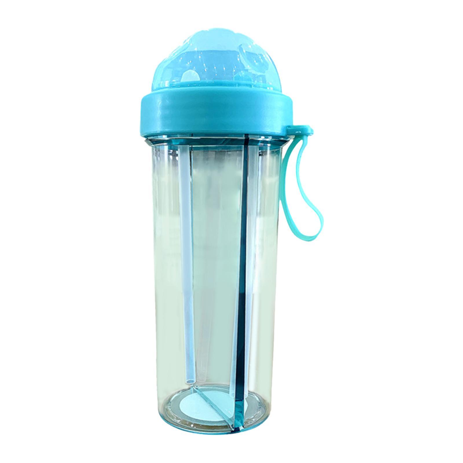 Dual Water Bottle Leakproof Water Cup with 2 Straw for Camping Sports
