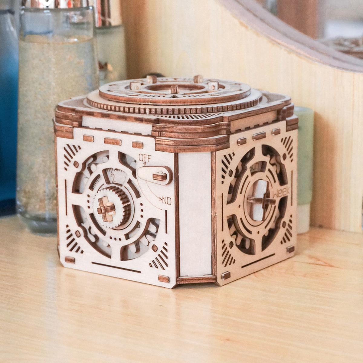 Self-assembly Wooden Puzzle Password Treasure Box Mechanical 3D Puzzle Kits DIY Crafts Toy Educational Tool Birthdays