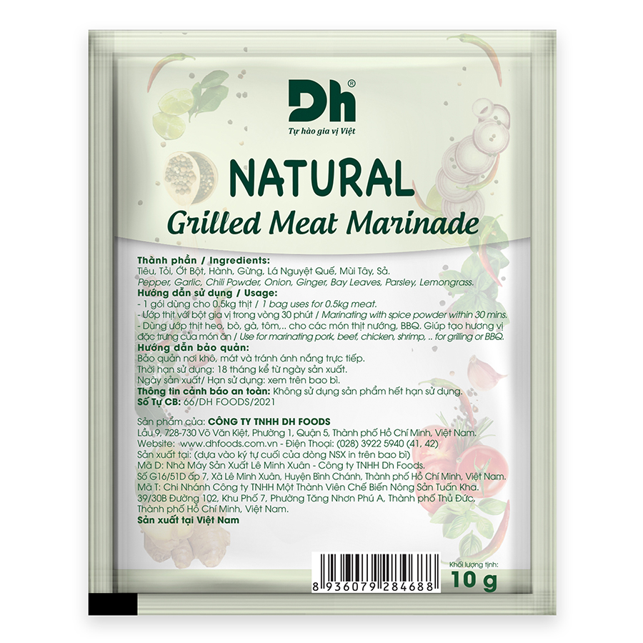 Combo 5 gói Natural Gia vị Ướp Thịt Nướng Dh Foods 10gr