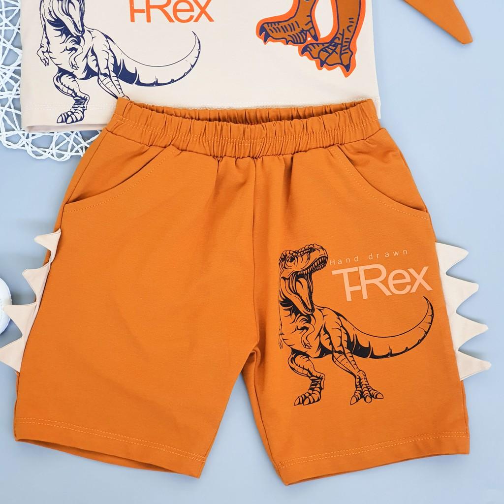 Bộ tay ngắn cotton 4 chiều họa tiết khủng long T rex siêu ngầu size 1-8 , 8-23kg chothanhly shop