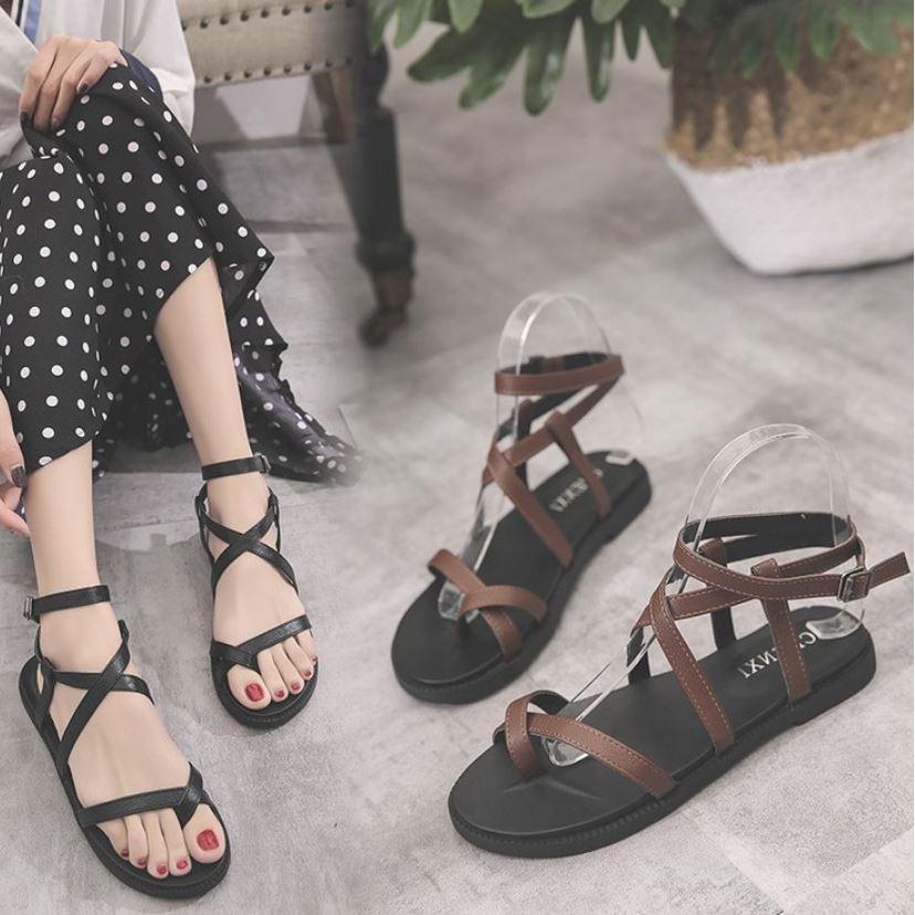 Hàng Quảng Châu - Sandal bệt xỏ ngón siêu xinh, da mềm, đế cao su siêu nhẹ 2 màu Nâu + Đen cho bạn nữ (có video) - S17