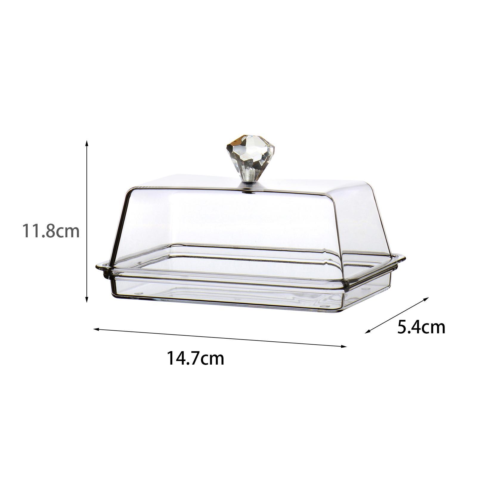 Clear Cheese Server Storage Keeper Tray with Cover Butter Holder