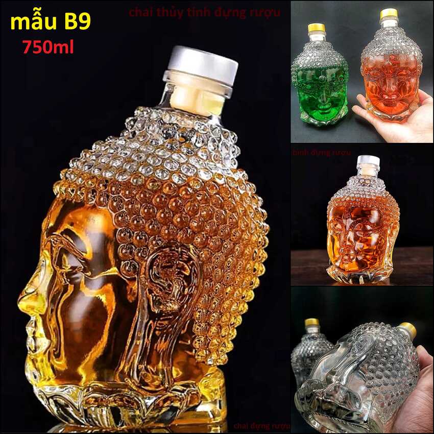 Chai Thủy Tinh Đựng Rượu 750ML cao cấp mẫu phật thủ – Chai Đựng Rượu 750ML - Bình Đựng Rượu Độc Lạ - Vỏ Chai Rượu Đẹp sang trọng