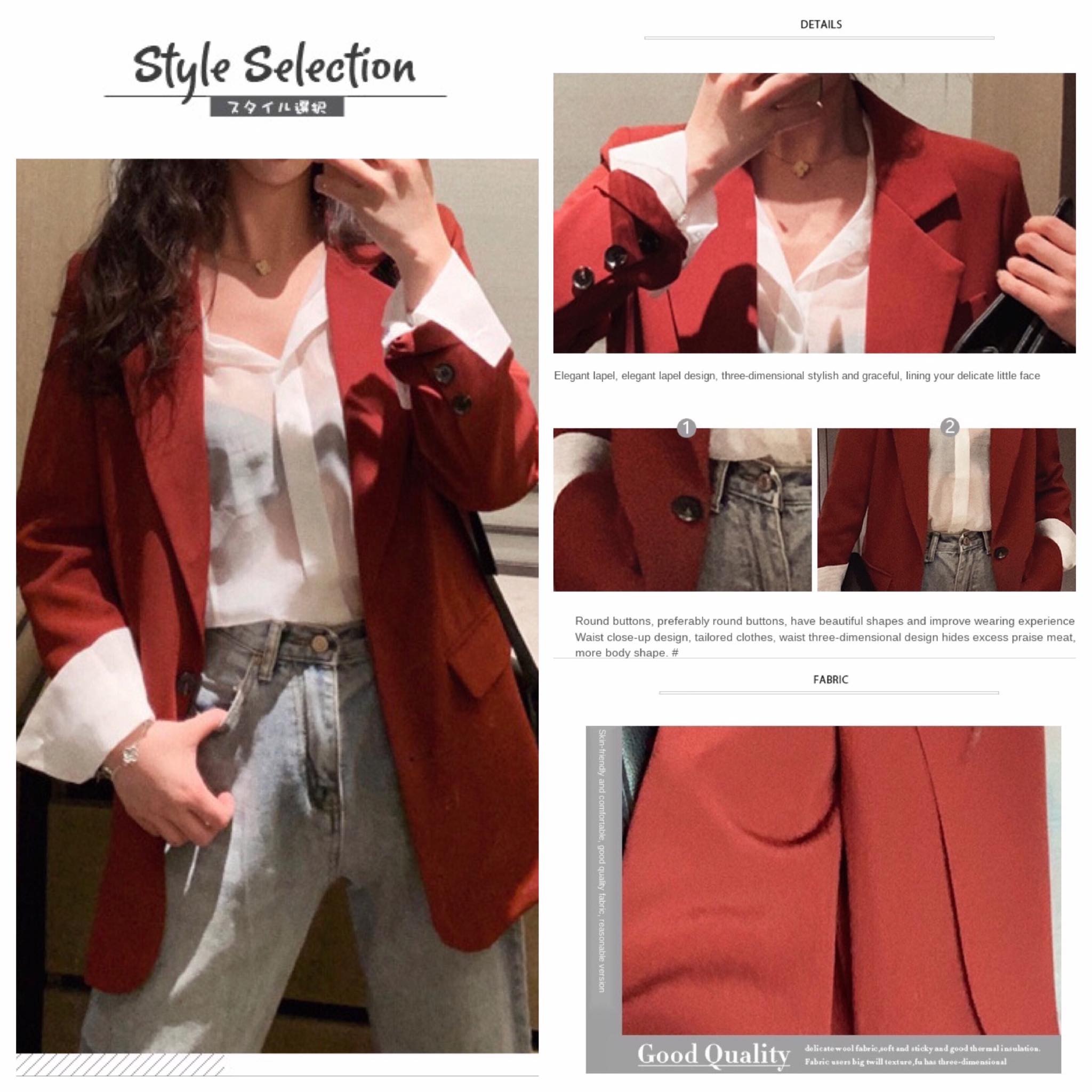 Áo khoác Blazer thời trang thiết kế đơn giản màu Đỏ gạch cao cấp cho nữ