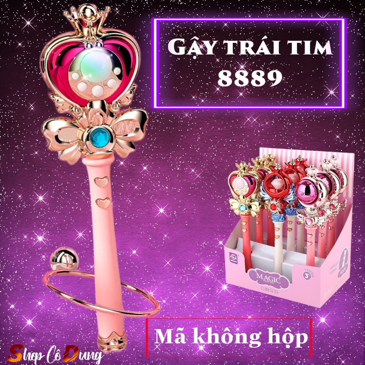 Gậy Thuỷ Thủ Mặt Trăng đèn led phát sáng có nhạc cho bé, gậy phép thuật ánh sáng, âm thanh - Quà tặng hấp dẫn cho bé