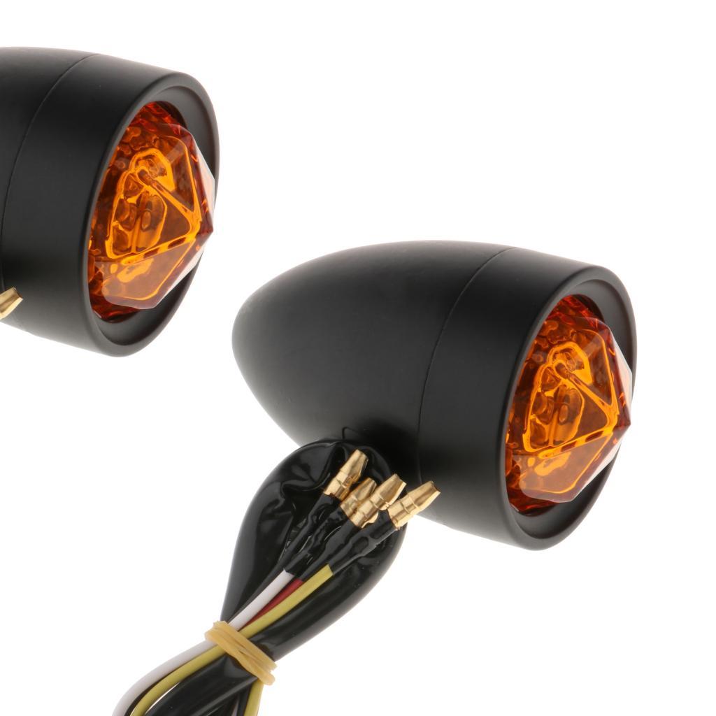 2x Motorcycle Scooter Amber Turn Signals Blinker Indicator Lights 12V Black
