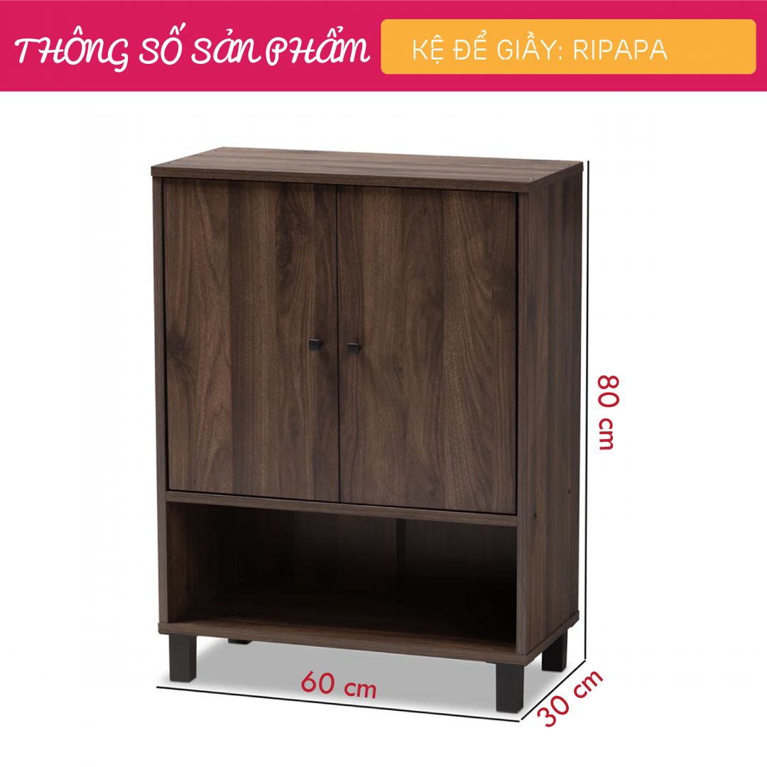 Kệ để giầy gỗ hiện đại SMLIFE Ripapa | Gỗ MDF dày 17mm chống ẩm | D60xR30xC80cm