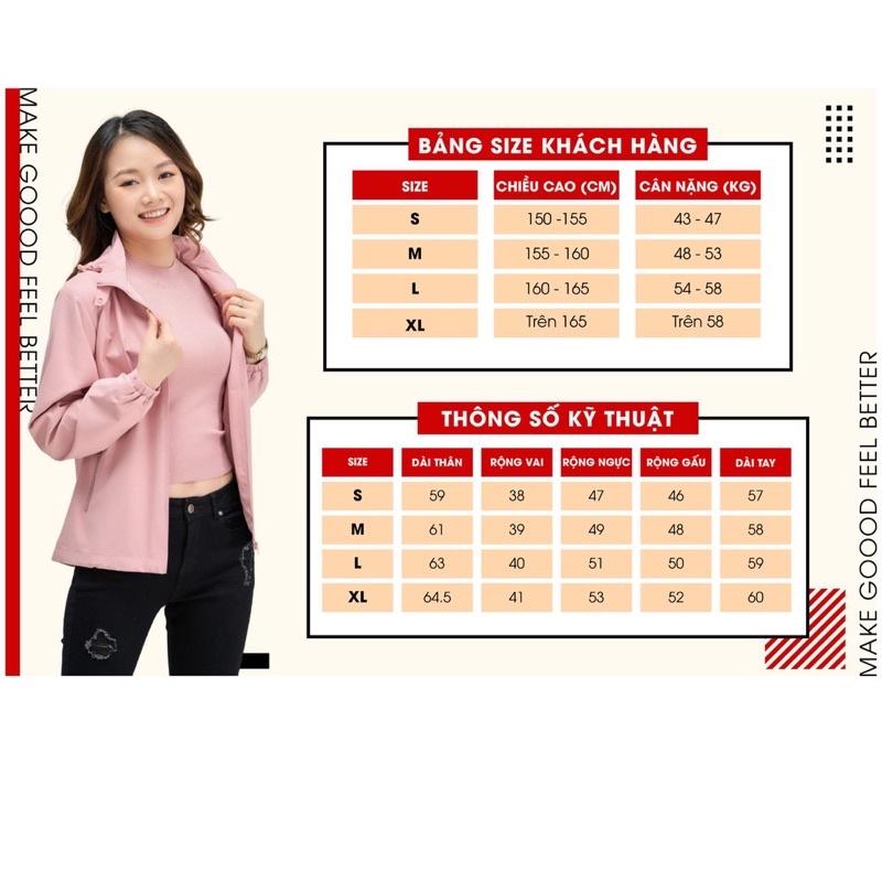 Áo Gió Nữ Cản Bụi Chống Nước _Chính Hãng