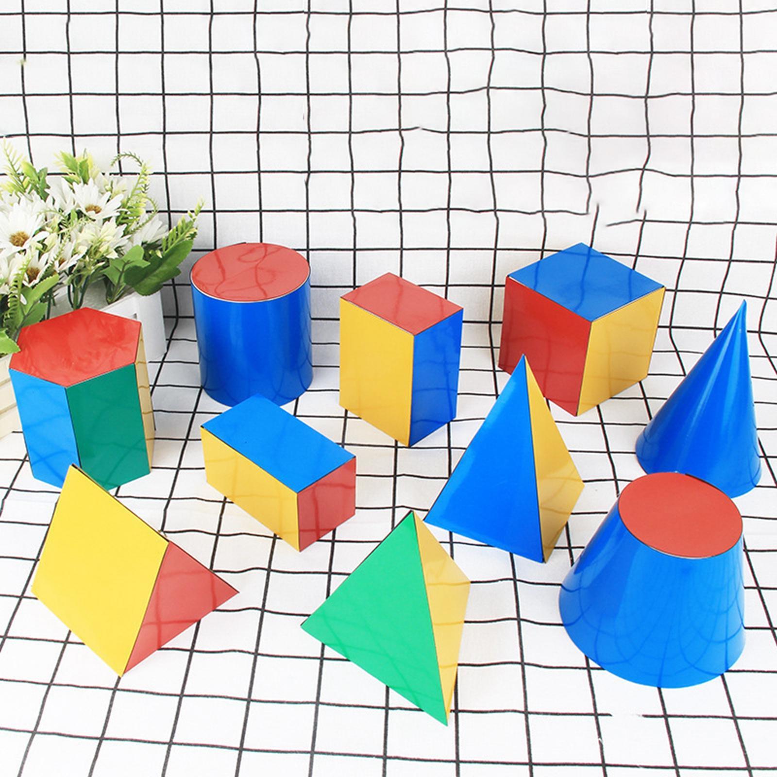 10Pcs Magnetic 3D Geometric Model Teaching Aids Math Toy Early Learning Detachable Geometric Shape for Preschool Age 3+ Kindergarten Kids