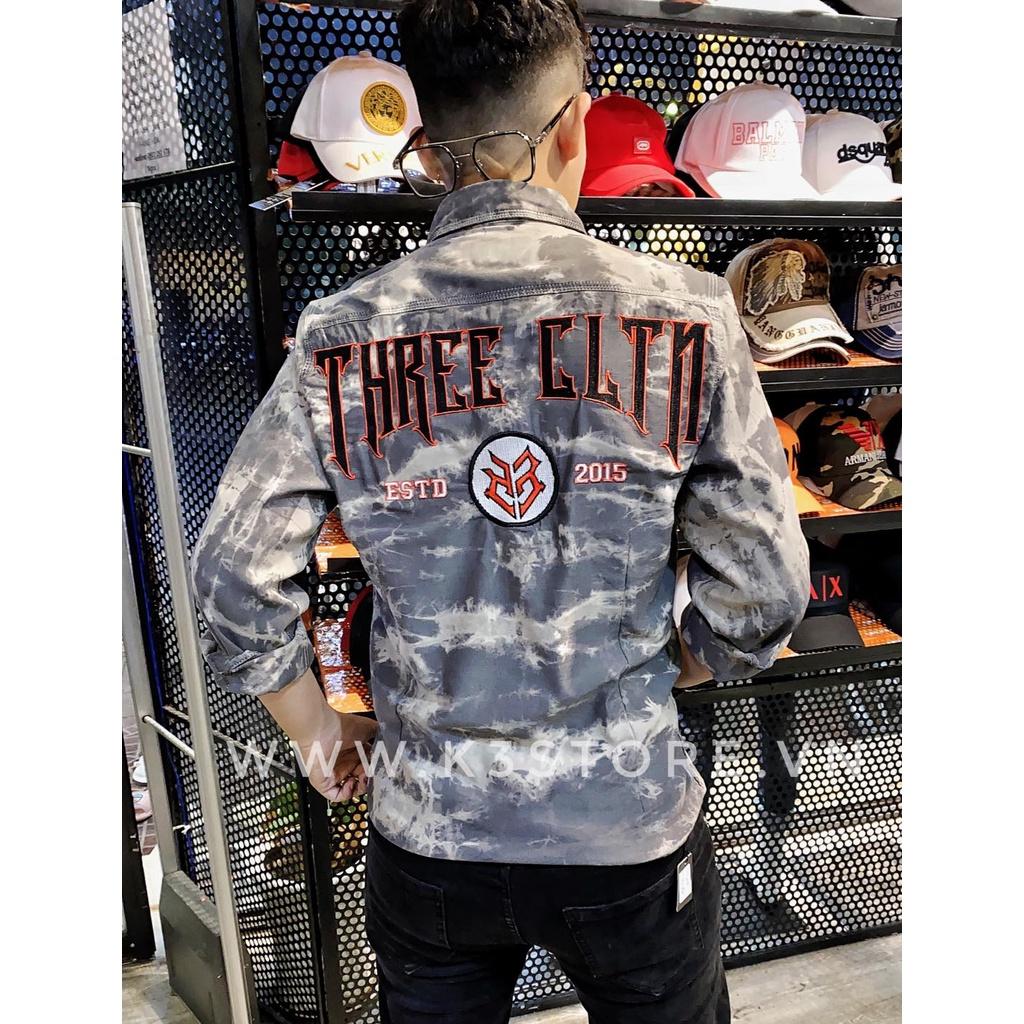 Áo sơ mi nam tay dài xám was hàng thêu racing team 69 form body chất kaki dày dặn three collection K3 STORE