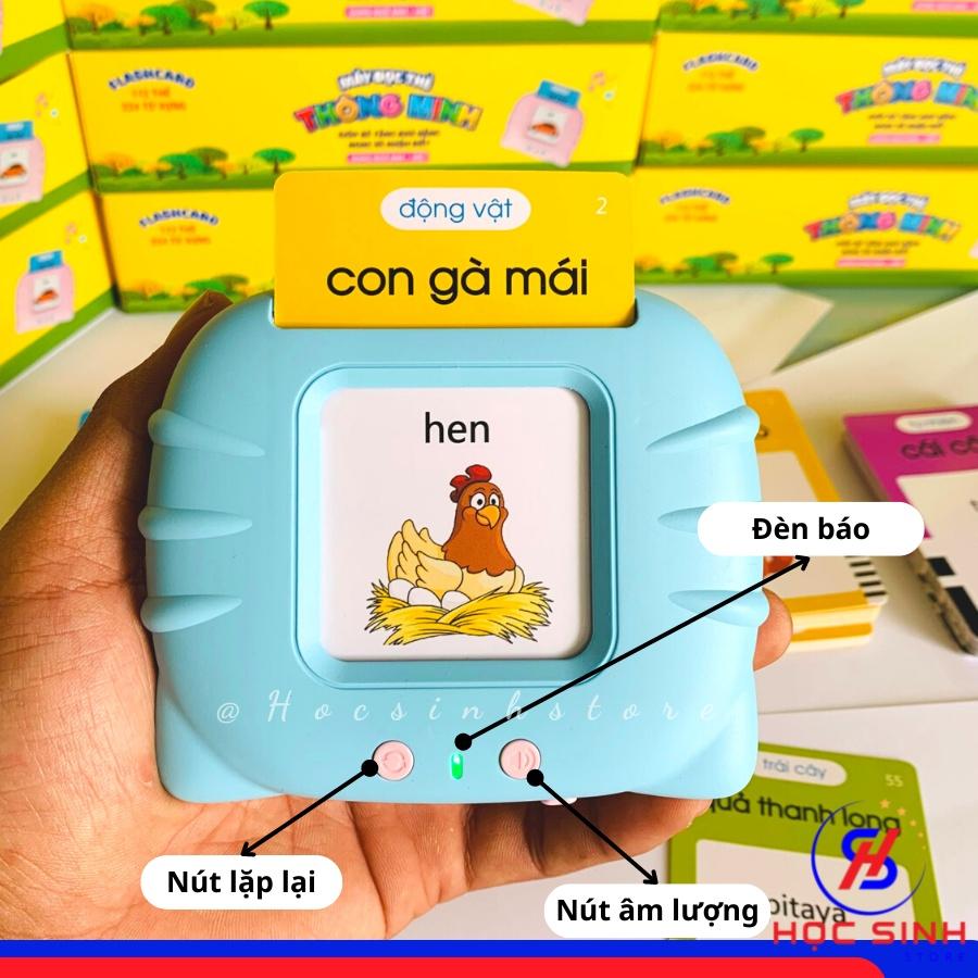 Máy đọc thẻ song ngữ Anh Việt flashcard 112 thẻ,224 từ vựng với 12 chủ đề, máy đọc thẻ thông minh có nhạc