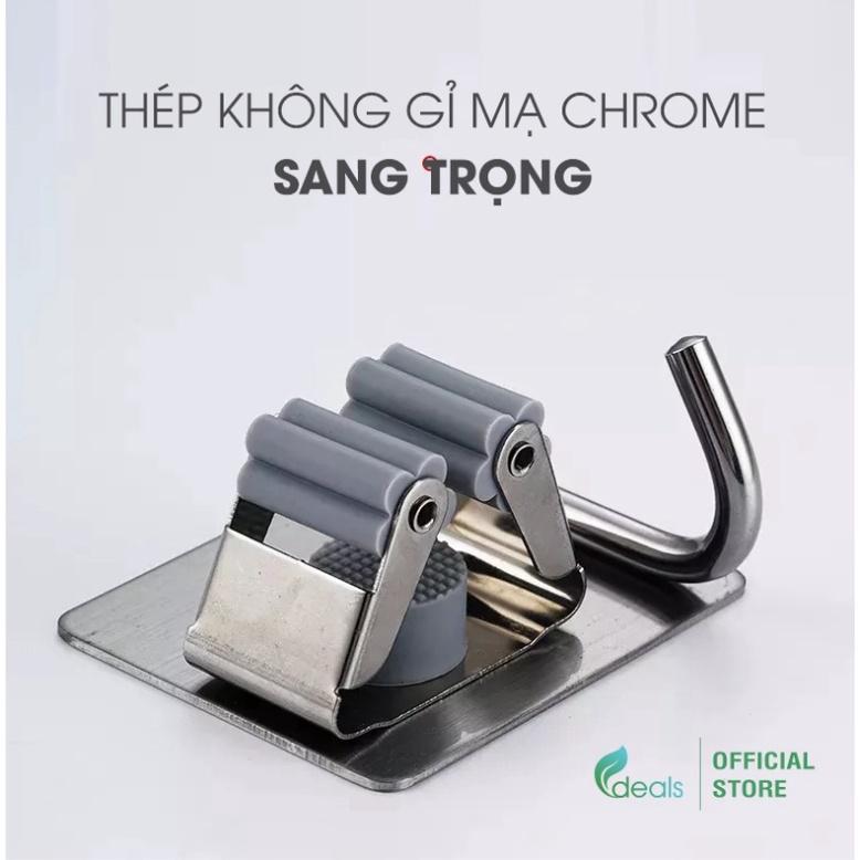 Móc Inox Treo Cây Lau Nhà Dán Tường 2 trong 1 ECODEALS - Cứng cáp, chịu tải cao, inox không gỉ sang trọng