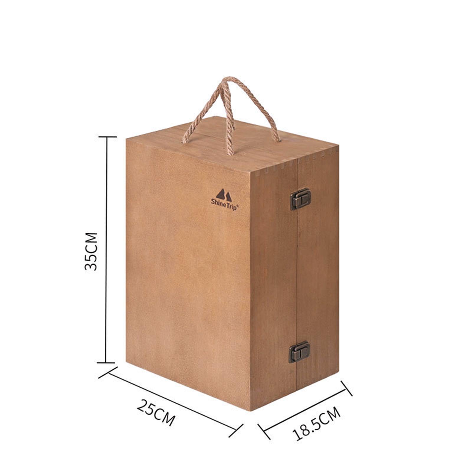 Outdoor Wood Camping Condiment Storage Box BBQ Travel Oil Bottle Spices Container Seasoning Tin Organizer Case