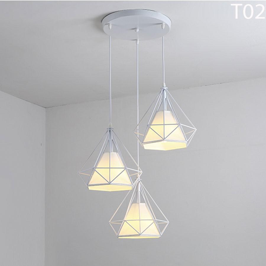 Đèn thả đơn kim cương trắng khung sắt sơn tĩnh điện phi 250-T02
