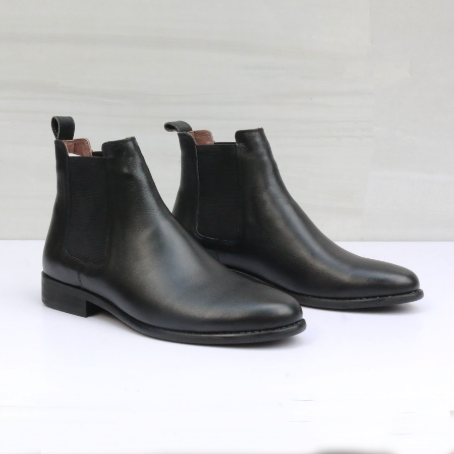 Chelsea boots da bò handmade VietNam phiên bản mũi tròn