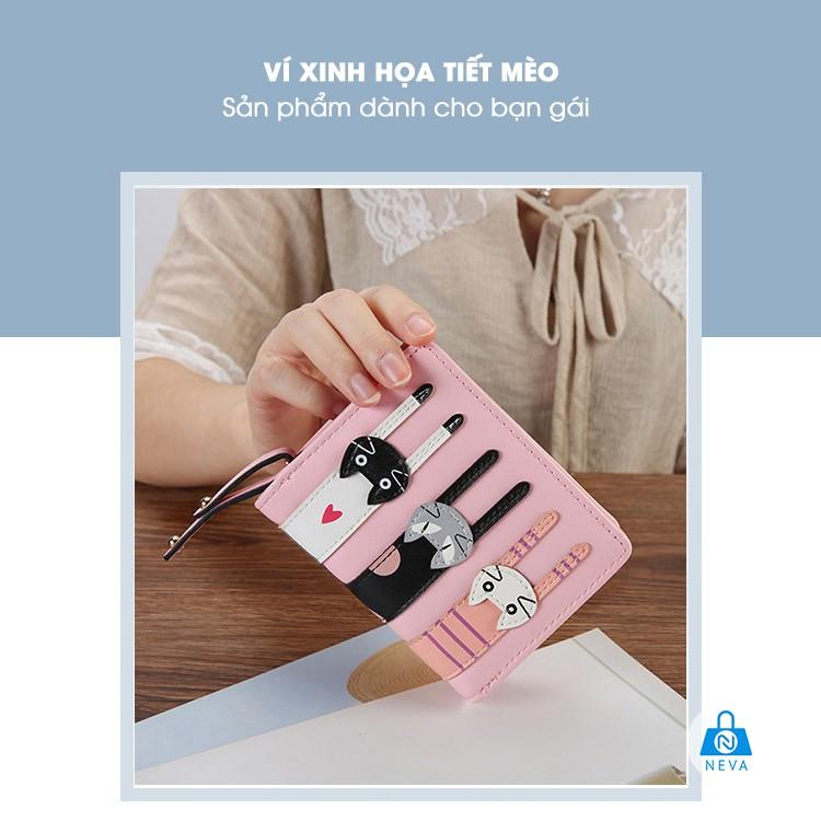 Ví Nữ 3 mèo dễ thương xinh xắn dây kéo NEVA8254