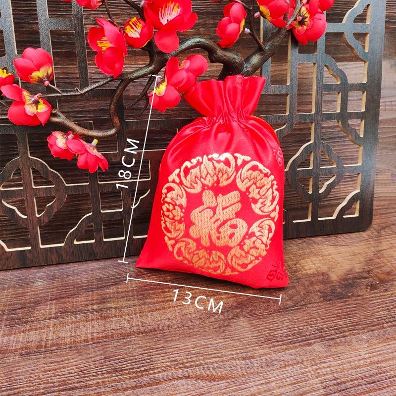 1 túi may mắn dây rút Trung Hoa đựng kẹo cưới sáng tạo