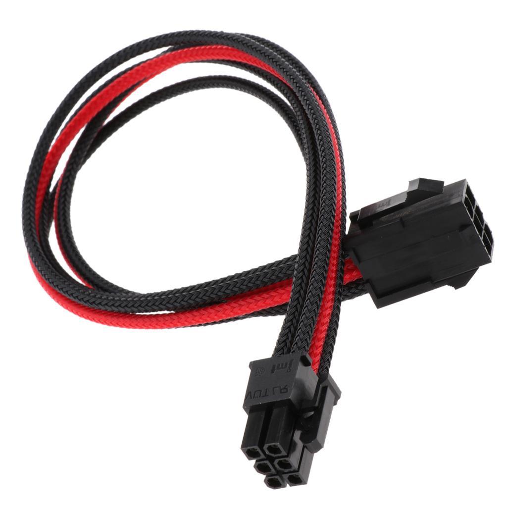 6 Pin Male to Female PCI-E Graphics Card GPU Extension Cable -30cm Black+Red
