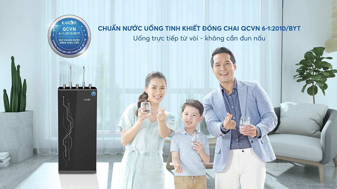 Máy lọc nước nóng lạnh Karofi KAD-I55 công nghệ làm lạnh Block 10 lõi lọc hàng chính hãng