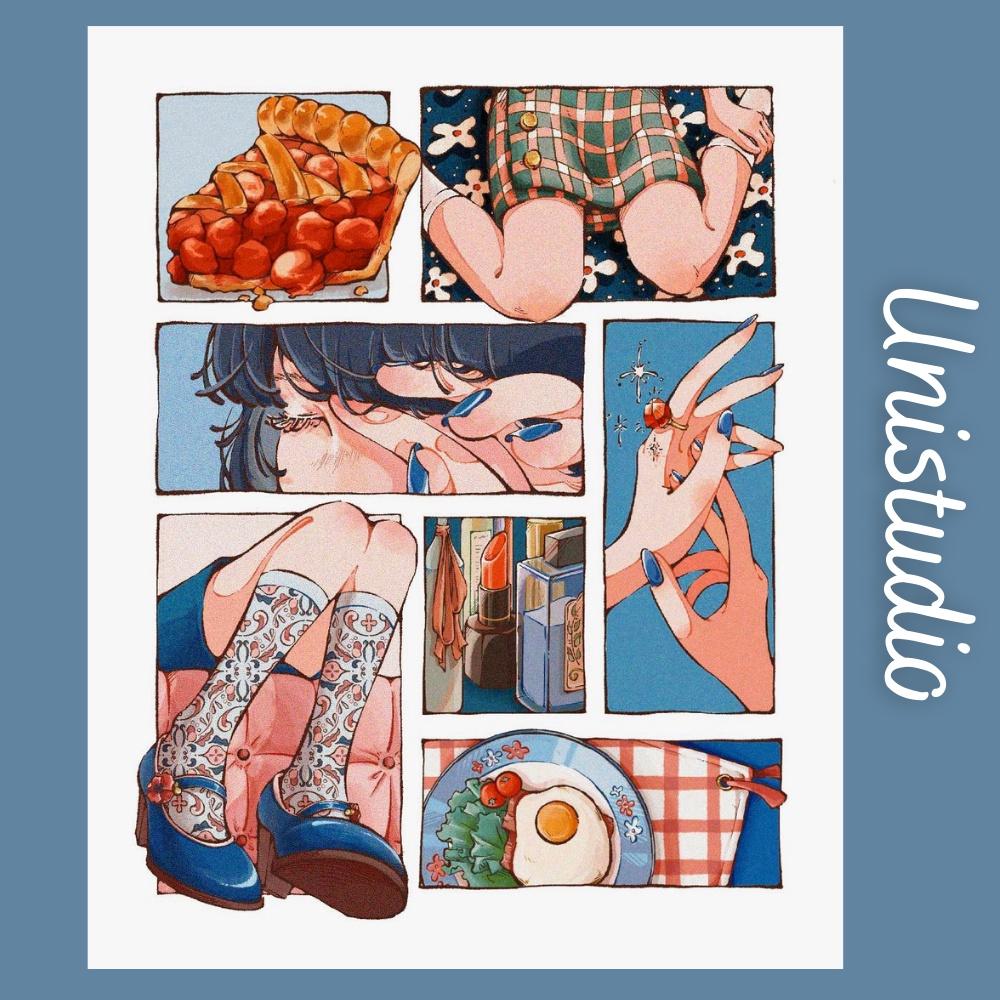 Set 2 tấm sticker hoạt hình - sticker tự làm chất liệu giấy nhám - uni011