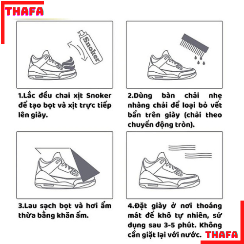 Chai Xịt Bọt Tuyết Vệ Sinh Giày Sneaker THAFA 300ML- Hàng Chính Hãng THAFA