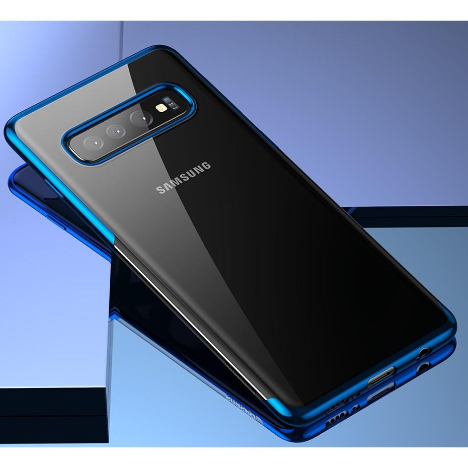 Ốp lưng cho Samsung Galaxy S10 & S10 Plus dẻo trong suốt viền màu hàng chính hãng Baseus