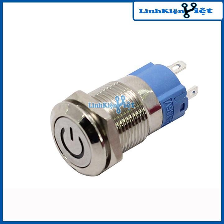 Nút Nhấn Đề Sắt Chống Nước Có Đèn Báo 12VDC-12mm Nhấn Giữ