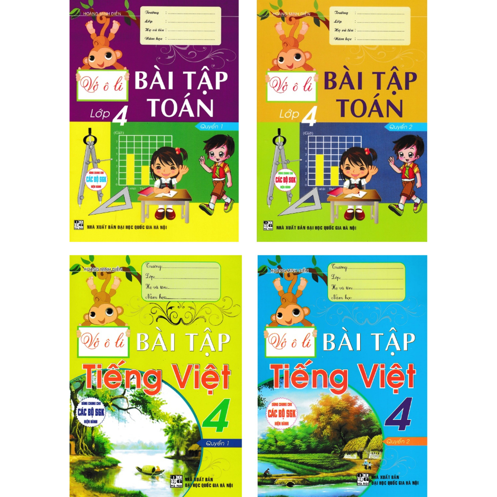 Combo vở ô li bài tập tiếng việt + bài tập toán 4