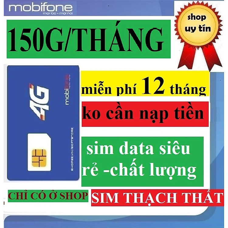 [SIÊU RẺ]Sim 4G Mobifone 12G150 có ngay 150G/tháng tốc độ cao ko cần nạp tiền 12 tháng sử dụng- Hàng chính hãng