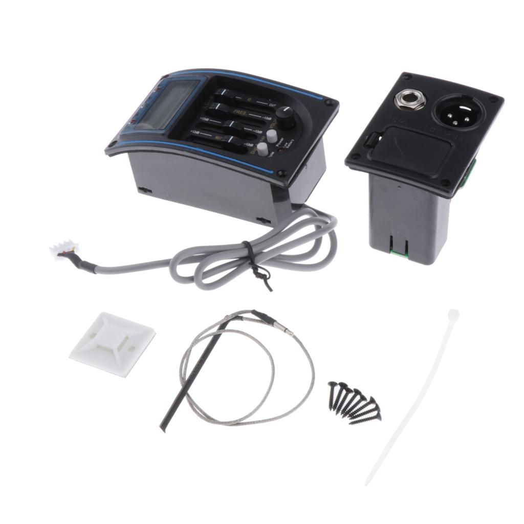 4 Ban Nhạc EQ Preamp Piezo Khuếch Đại Cân Bằng Dân Gian Guitar Pickup có MÀN HÌNH LCD Bắt Sóng