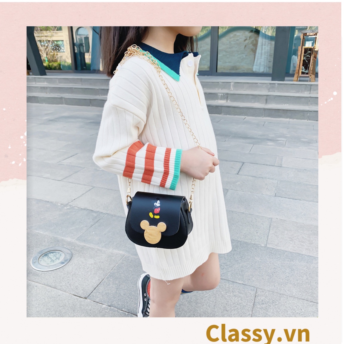 Túi xách đeo chéo da trơn khóa mickey siêu xinh, đủ màu T291